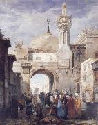 Adrien Dauzats Mosque of Al Azhar in Cairo oil